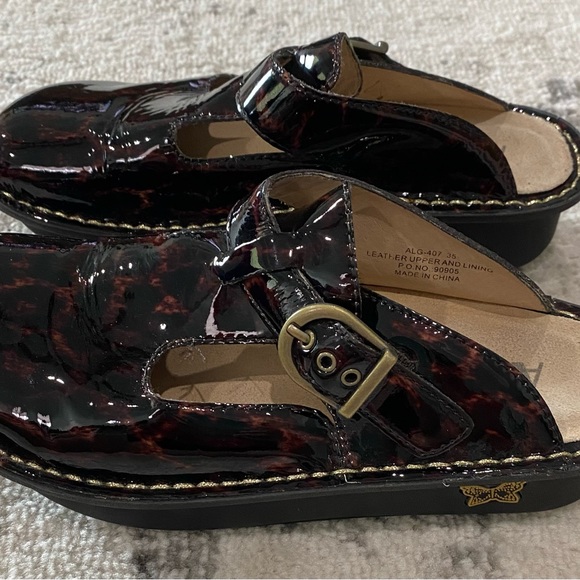 Women’s Algeria Black Tortoise Patent Leather PG Lite Clogs Mules Shoes 5/35 - Picture 4 of 10